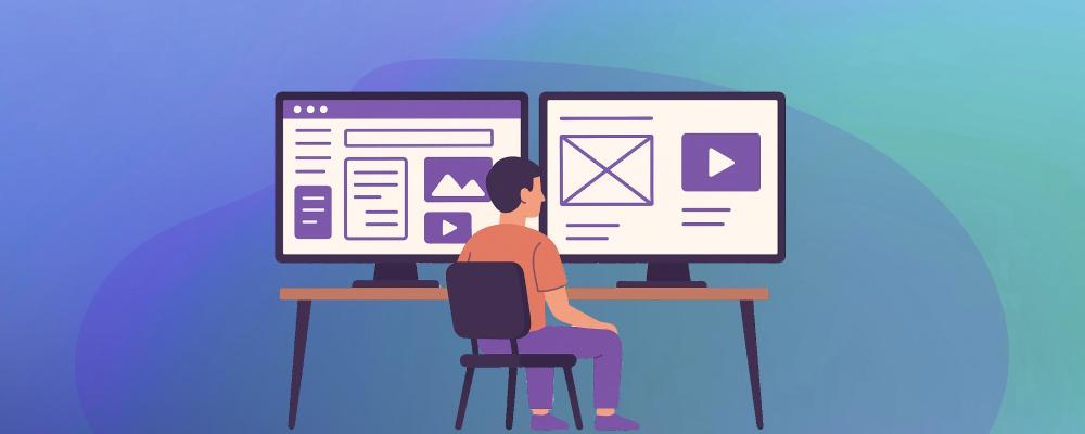 Designer looking at wireframes
