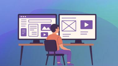 Designer looking at wireframes